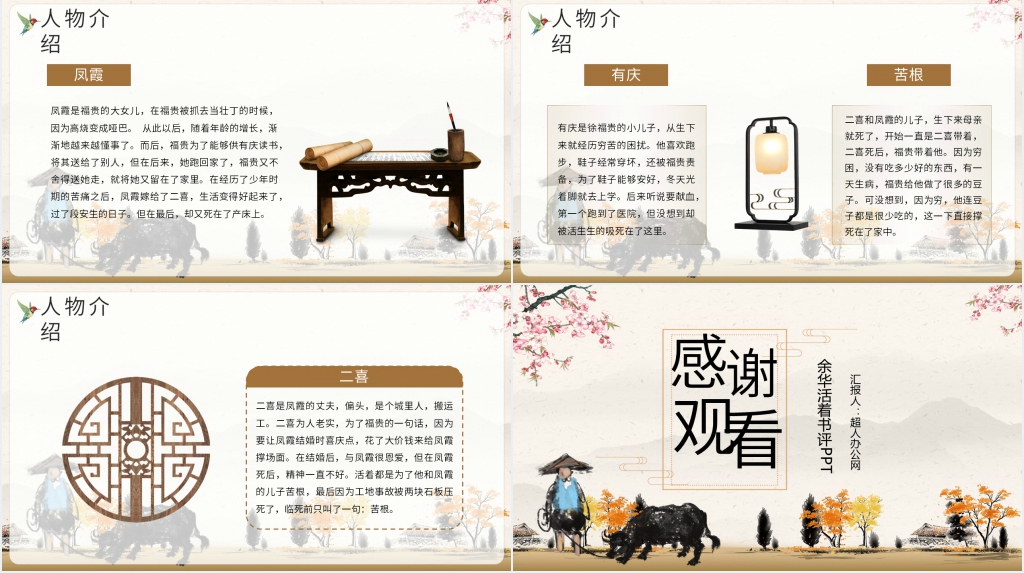 余华活着书评PPT模板 余华活着书评PPT模板