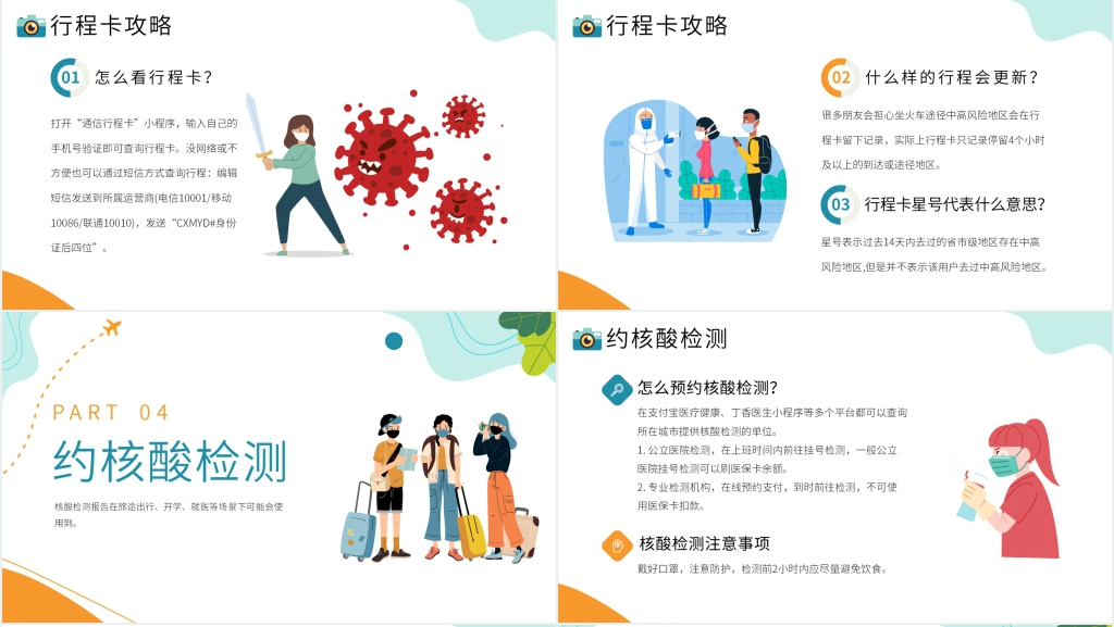 小清新出行疫情防控PPT模板 小清新出行疫情防控PPT模板