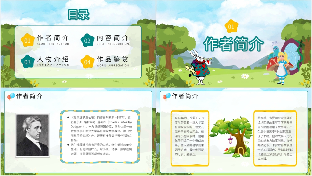 《爱丽丝漫游奇境记》阅读PPT模板 《爱丽丝漫游奇境记》阅读PPT模板