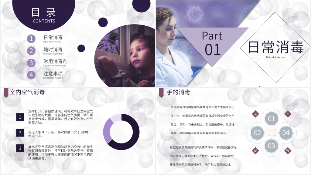 简洁适合疫情的消毒PPT模板 简洁适合疫情的消毒PPT模板