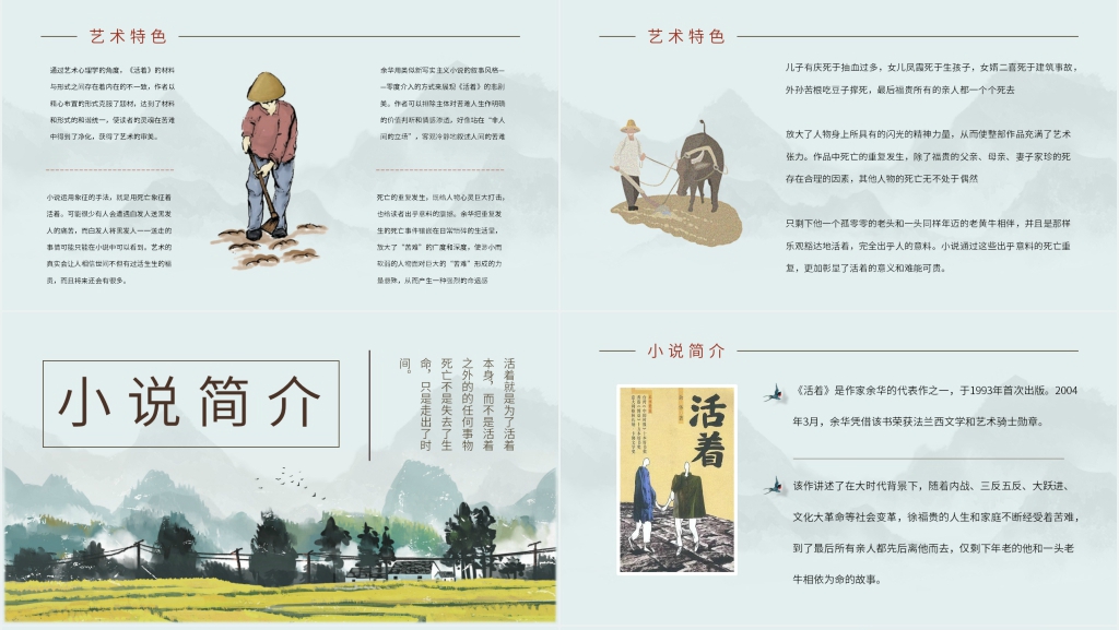 余华活着简介PPT模板 余华活着简介PPT模板
