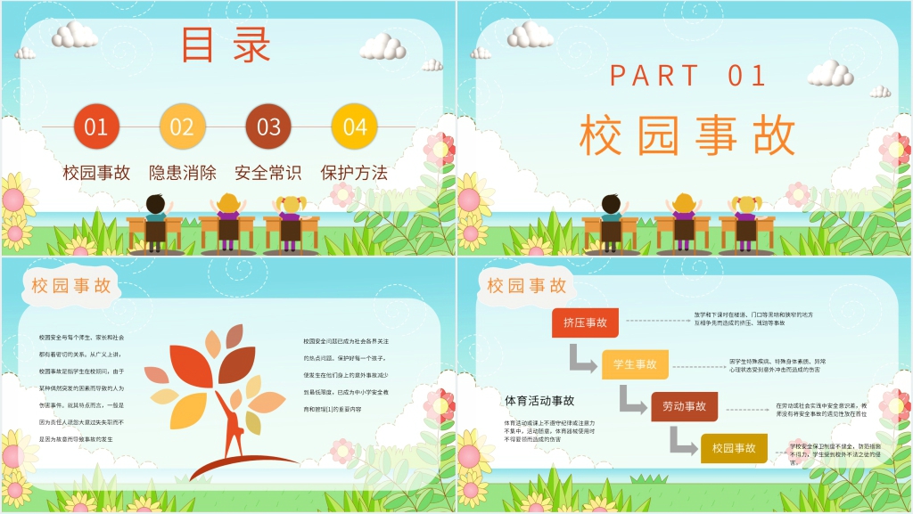 开学校园安全教育主题班会PPT课件