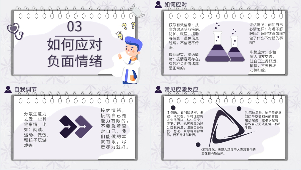 简洁疫情心理疏导学生PPT模板