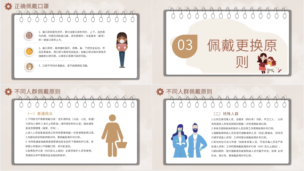 简洁防疫小知识戴口罩PPT模板 简洁防疫小知识戴口罩PPT模板