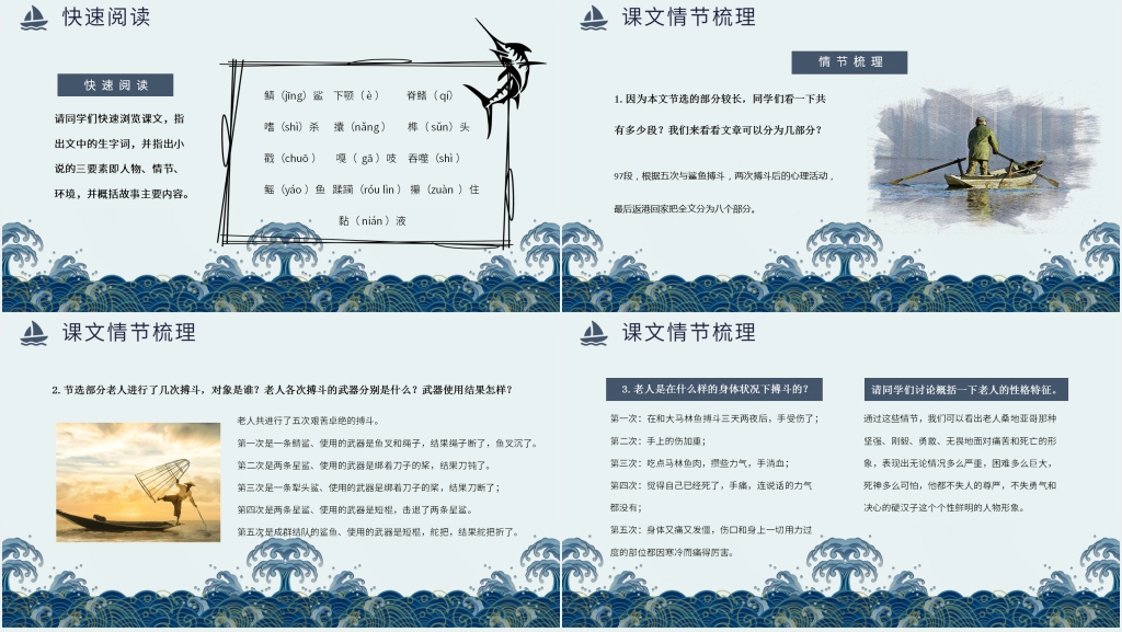 老人与海好书推荐课PPT模板 老人与海好书推荐课PPT模板