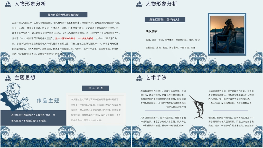 老人与海好书推荐课PPT模板 老人与海好书推荐课PPT模板