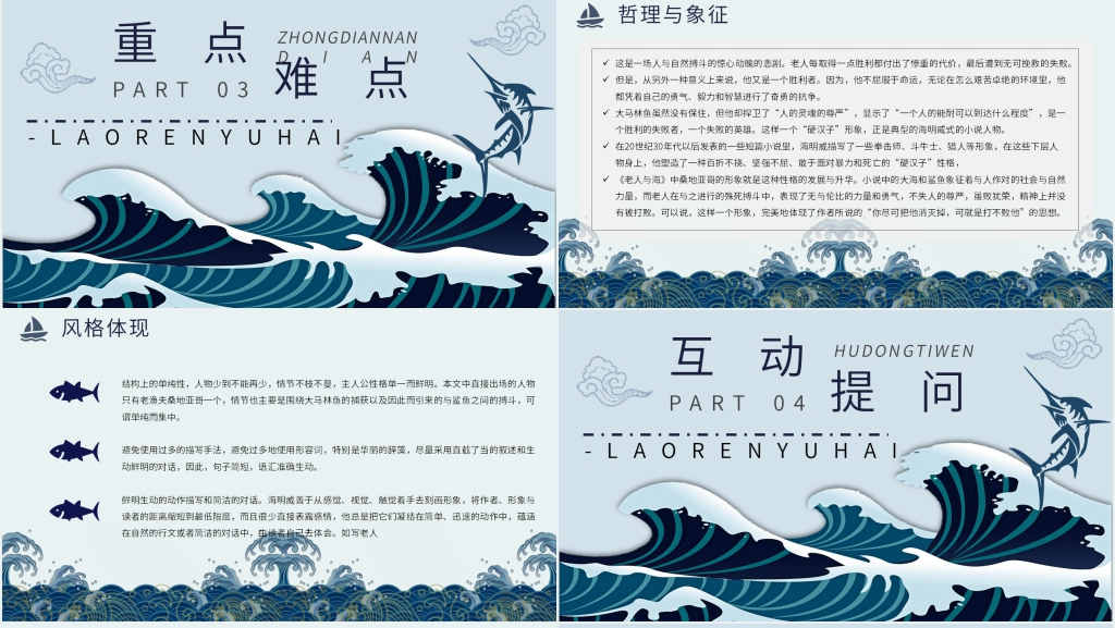 老人与海好书推荐课PPT模板 老人与海好书推荐课PPT模板
