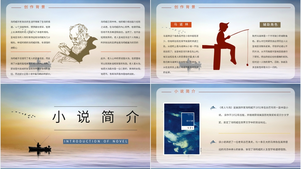 老人与海推荐阅读PPT模板 老人与海推荐阅读PPT模板