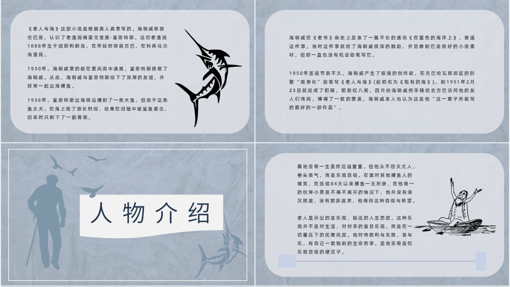 推荐老人与海简介PPT模板 推荐老人与海简介PPT模板
