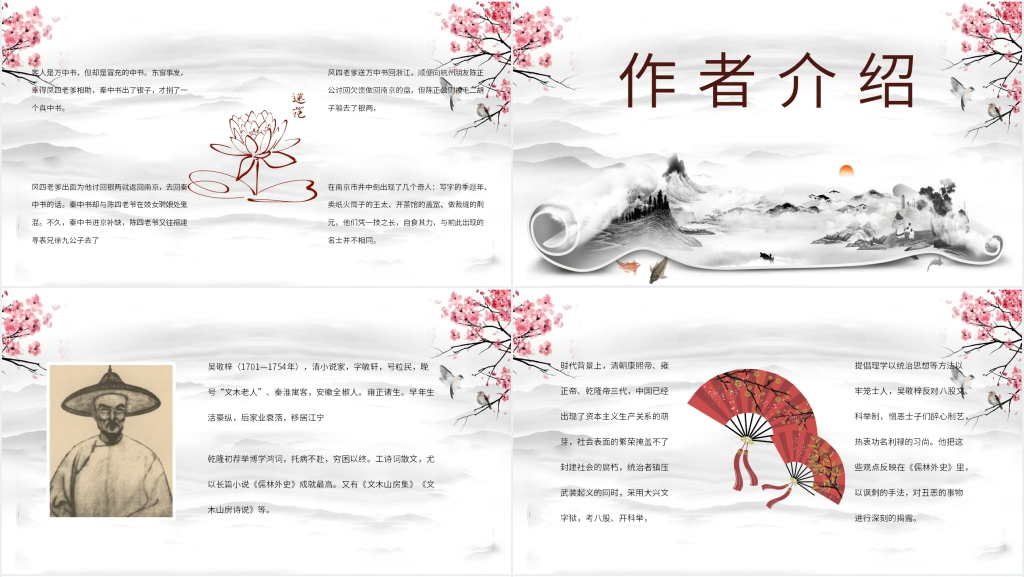 儒林外史书籍PPT模板 儒林外史书籍PPT模板