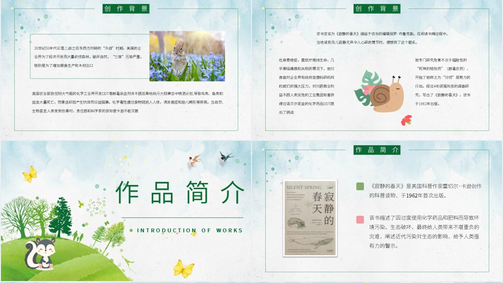 寂静的春天读书交流会PPT模板