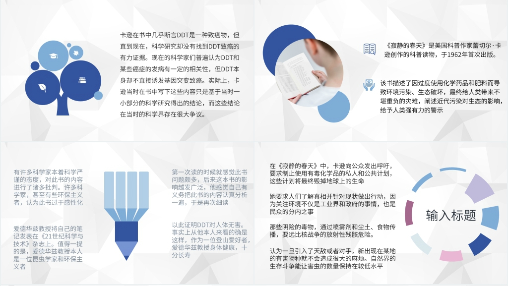 寂静的春天读书分享PPT模板 寂静的春天读书分享PPT模板