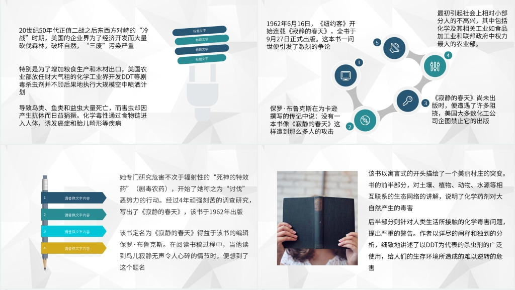 蕾切尔卡逊寂静的春天PPT模板 蕾切尔卡逊寂静的春天PPT模板