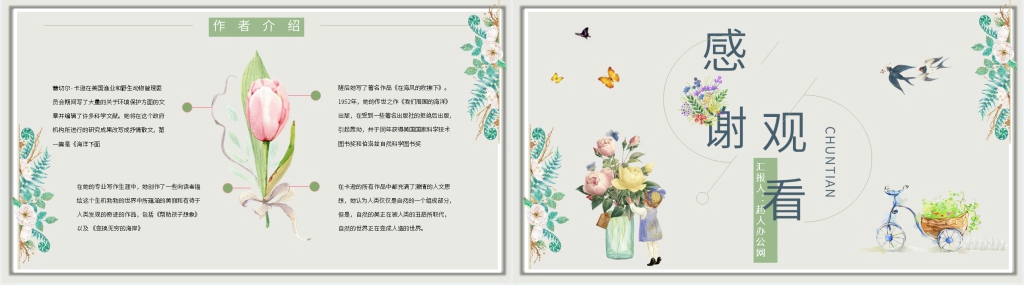 寂静的春天好书推荐PPT模板 寂静的春天好书推荐PPT模板