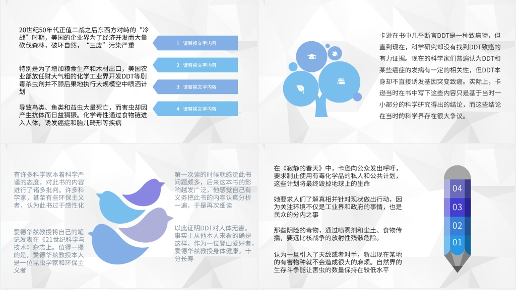 寂静的春天读书笔记分享PPT模板 寂静的春天读书笔记分享PPT模板