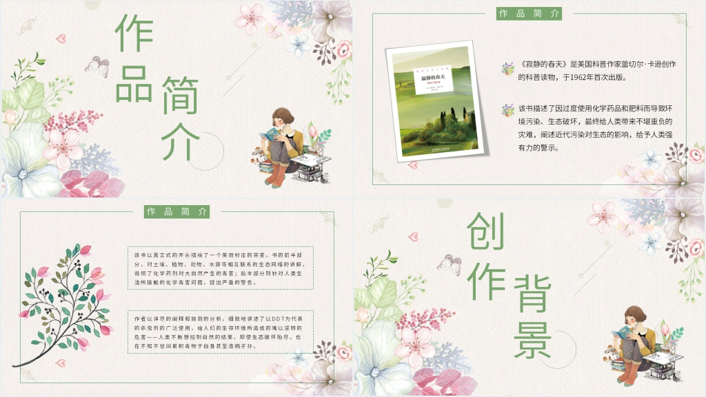 寂静的春天阅读分享PPT模板 寂静的春天阅读分享PPT模板