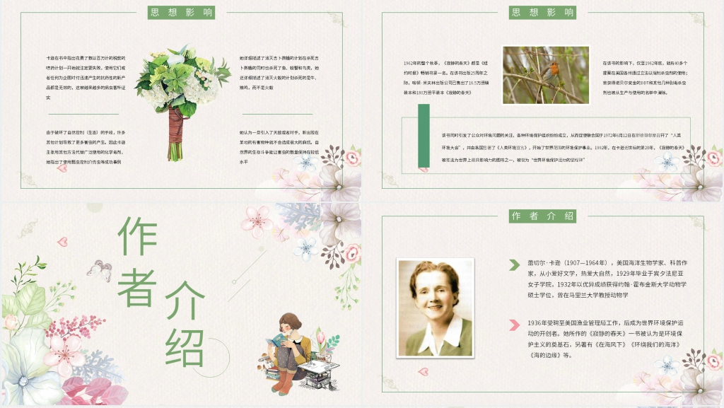 寂静的春天阅读分享PPT模板 寂静的春天阅读分享PPT模板