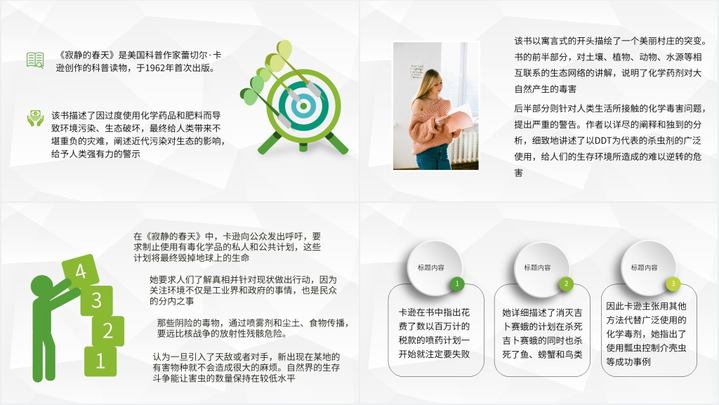 寂静的春天读书推介PPT模板 寂静的春天读书推介PPT模板