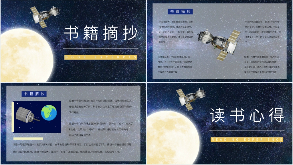 嫦娥探月立体书书籍分享PPT模板 嫦娥探月立体书书籍分享PPT模板