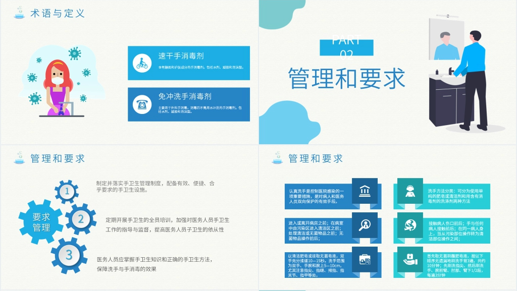 医务人员的手卫生要求PPT模板 医务人员的手卫生要求PPT模板