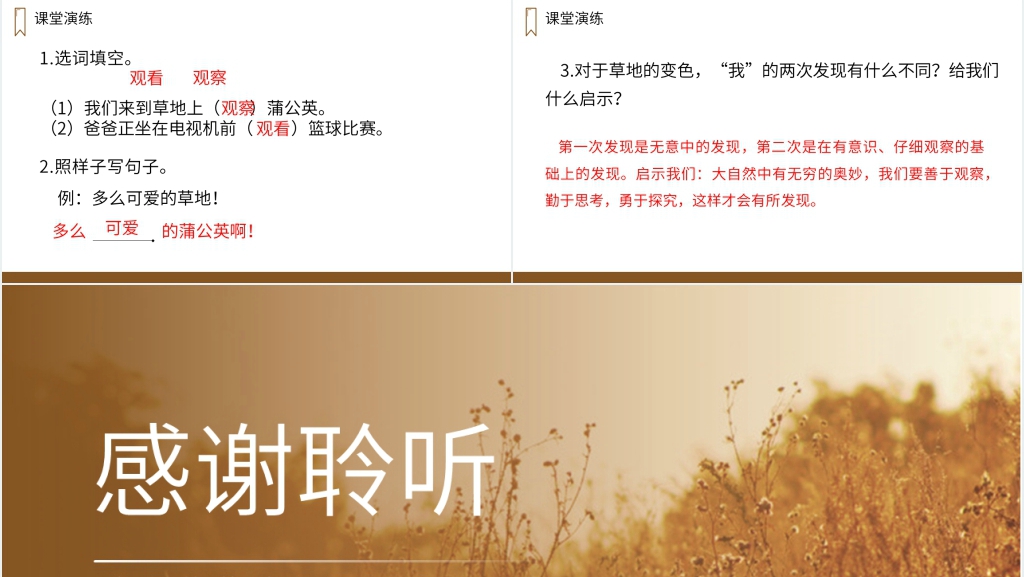 人教版三年级语文上册《金色的草地》PPT课件 人教版三年级语文上册《金色的草地》PPT课件