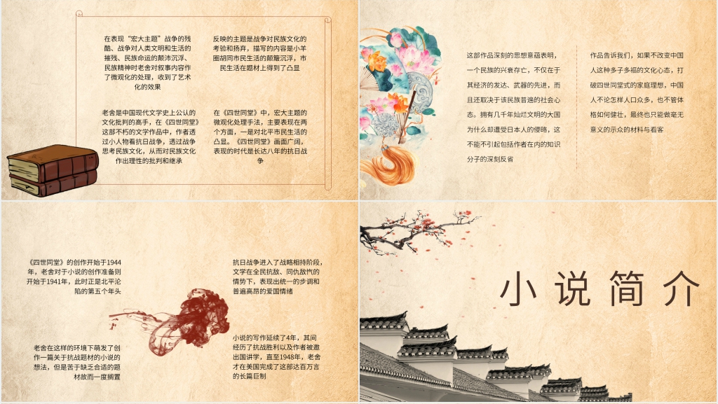 高考小说四世同堂PPT模板 高考小说四世同堂PPT模板