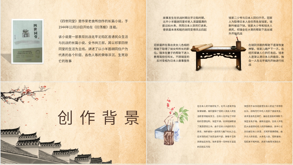 高考小说四世同堂PPT模板 高考小说四世同堂PPT模板