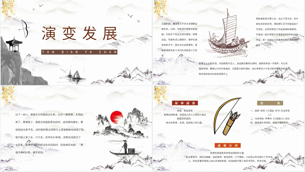 三国演义诸葛亮草船借箭PPT模板 三国演义诸葛亮草船借箭PPT模板