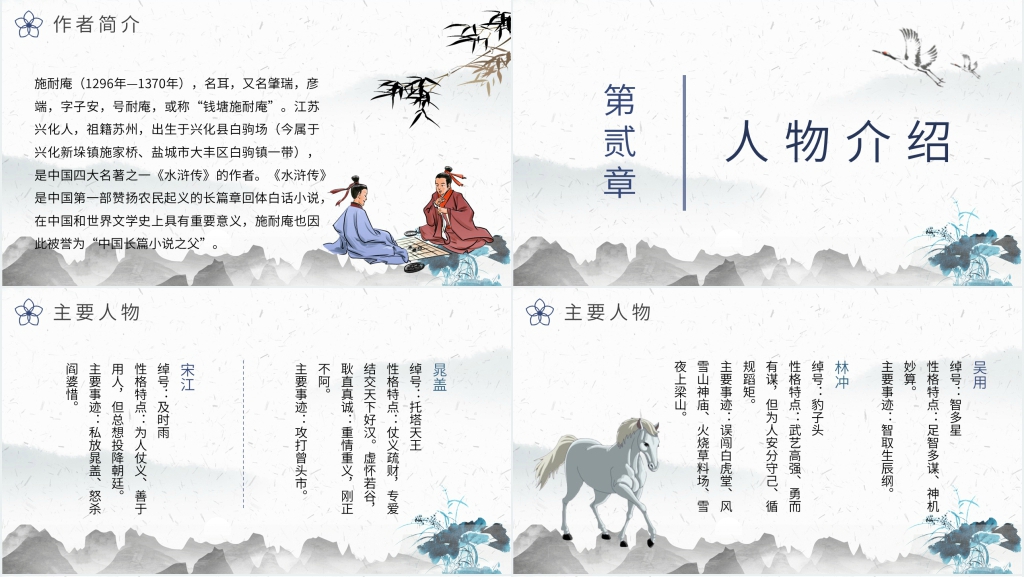 名著导读水浒传PPT模板 名著导读水浒传PPT模板