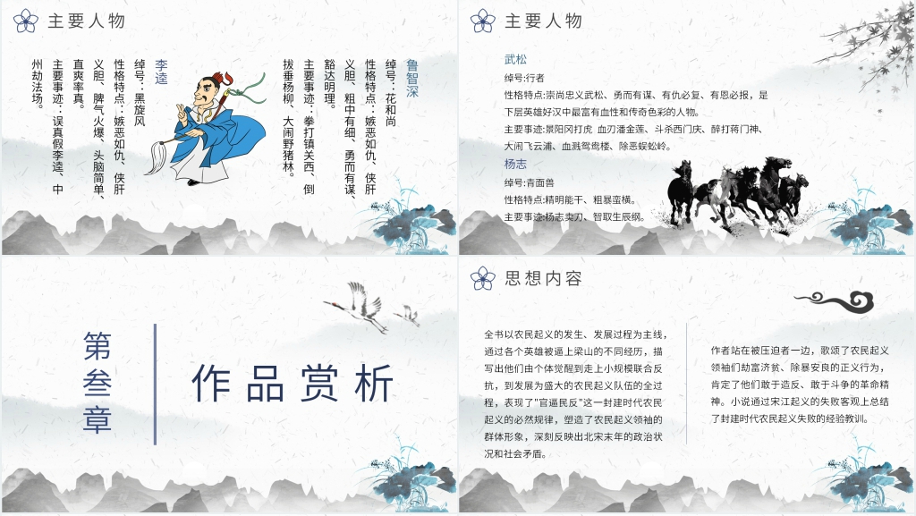 名著导读水浒传PPT模板 名著导读水浒传PPT模板