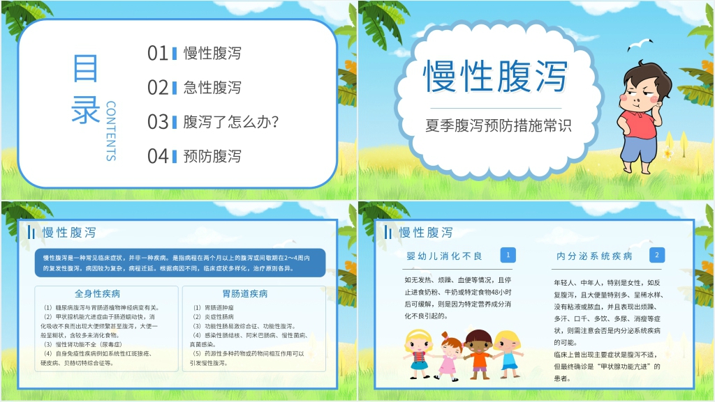夏季儿童腹泻常见预防PPT模板 夏季儿童腹泻常见预防PPT模板