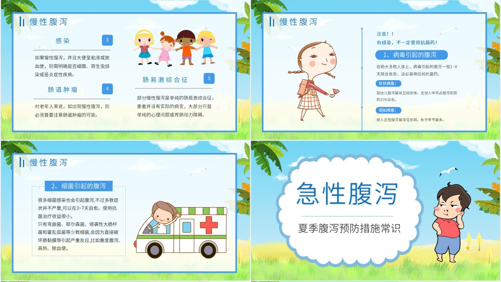 夏季儿童腹泻常见预防PPT模板 夏季儿童腹泻常见预防PPT模板