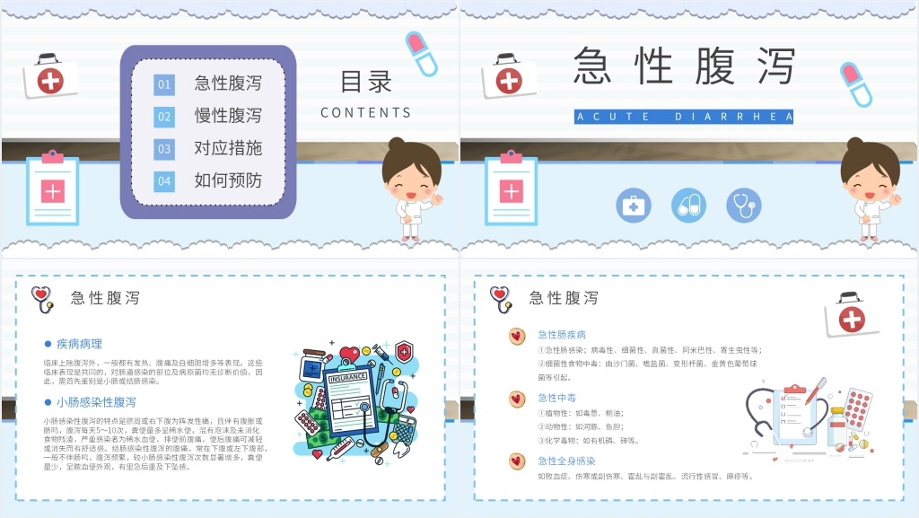 夏季腹泻的健康宣传内容PPT模板