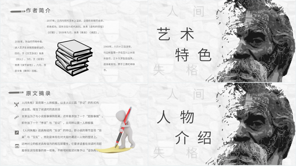 太宰治人间失格好书介绍PPT模板