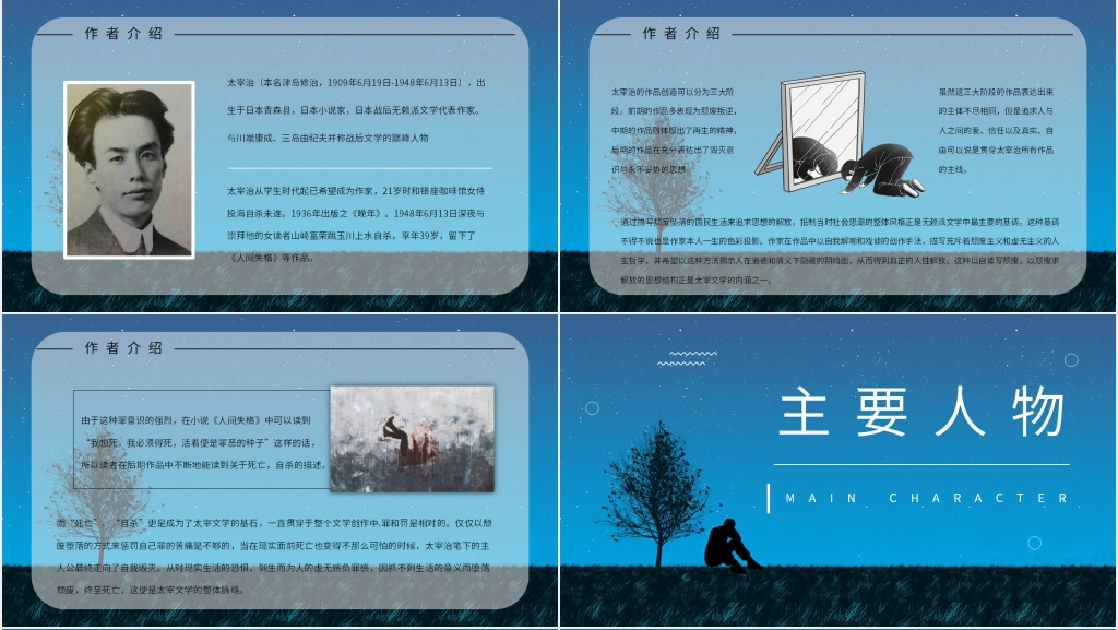 人间失格书籍介绍PPT模板 人间失格书籍介绍PPT模板