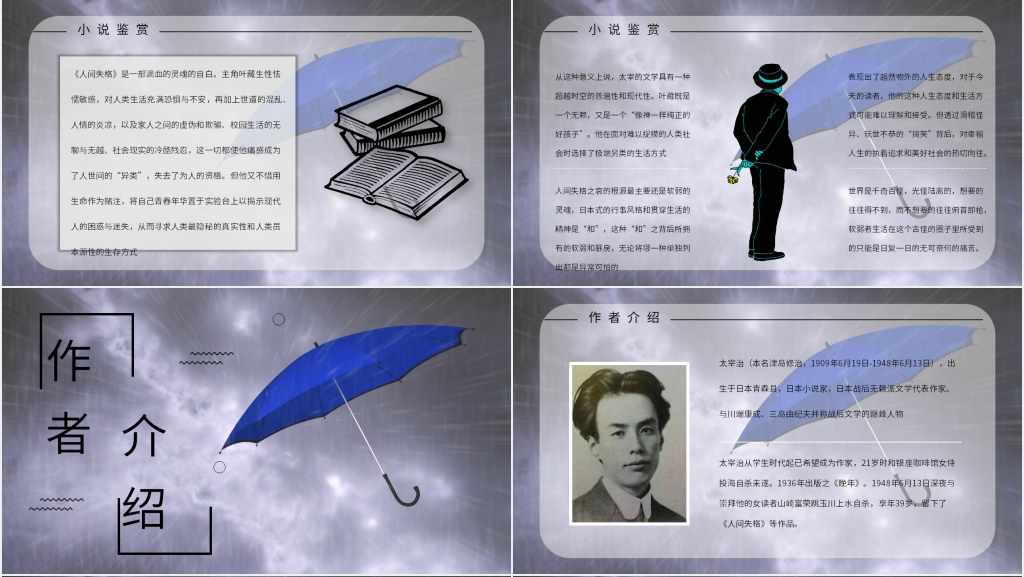 人间失格小说介绍PPT模板 人间失格小说介绍PPT模板