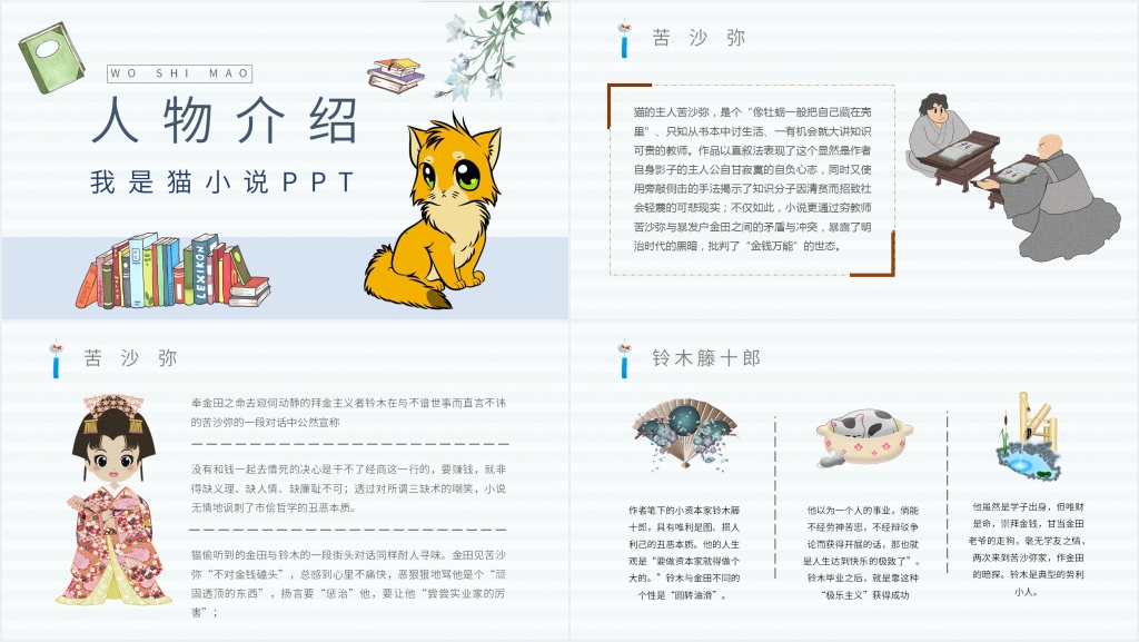 我是猫小说PPT模板 我是猫小说PPT模板