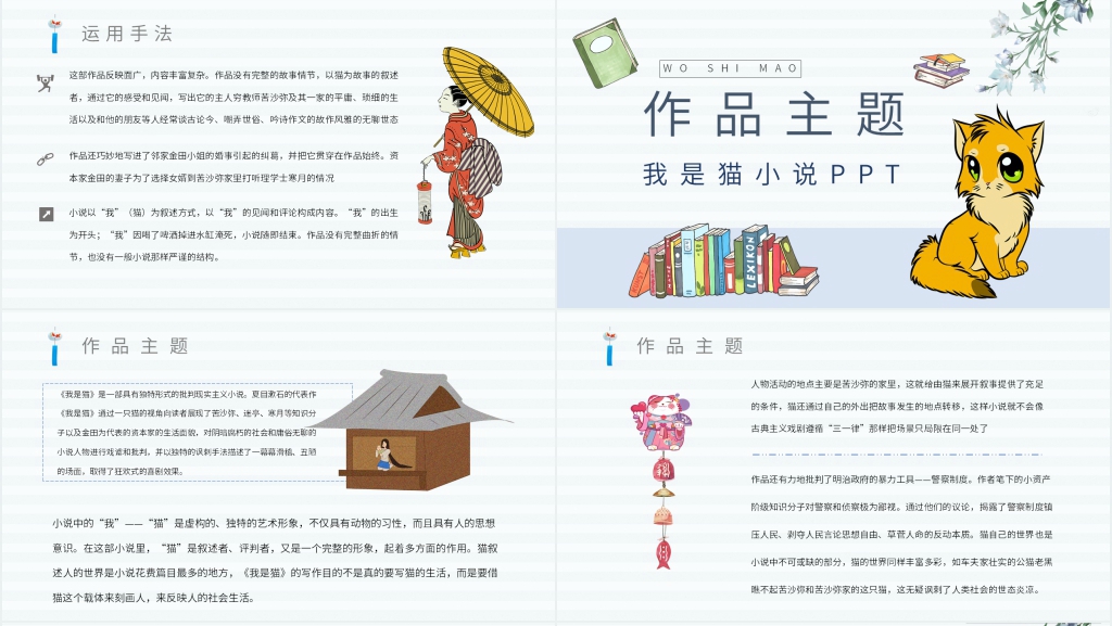 我是猫小说PPT模板 我是猫小说PPT模板