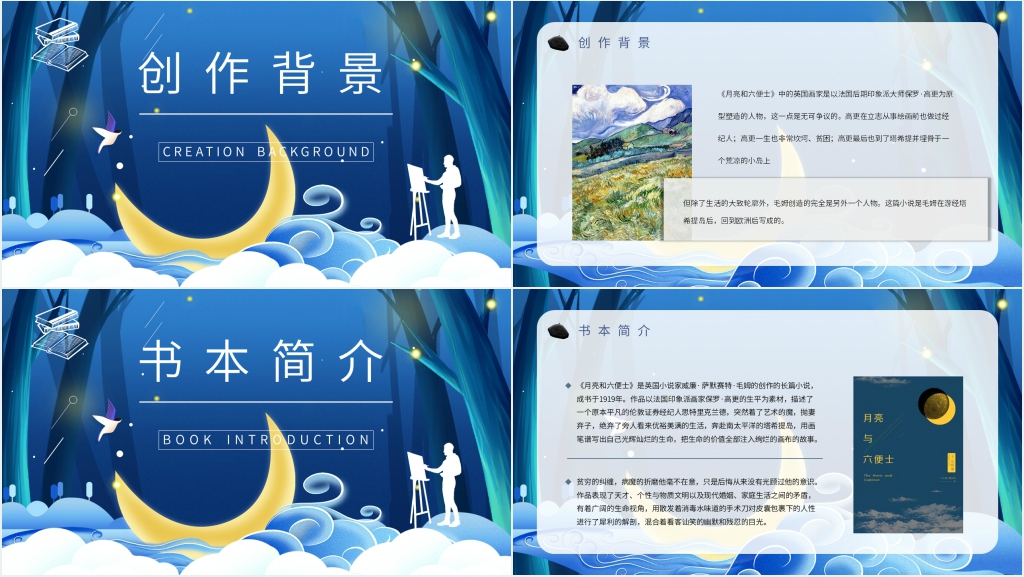 月亮与六便士读书课前分享PPT模板 月亮与六便士读书课前分享PPT模板