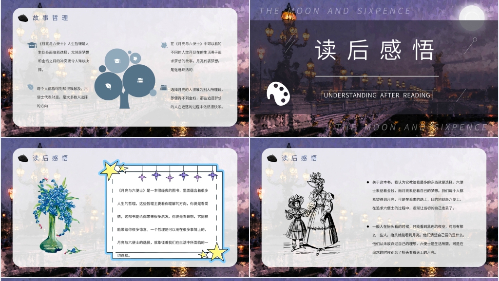 月亮与六便士书籍分享PPT模板 月亮与六便士书籍分享PPT模板