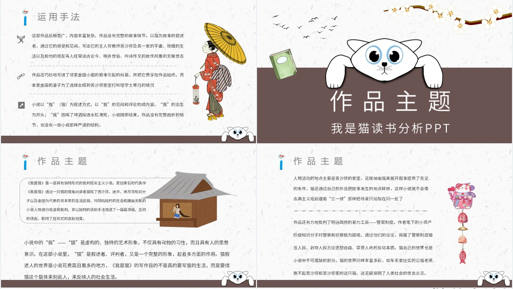 我是猫读书分析PPT模板 我是猫读书分析PPT模板