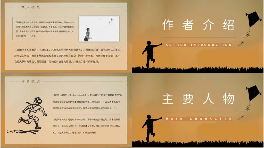 追风筝的人书评PPT模板 追风筝的人书评PPT模板