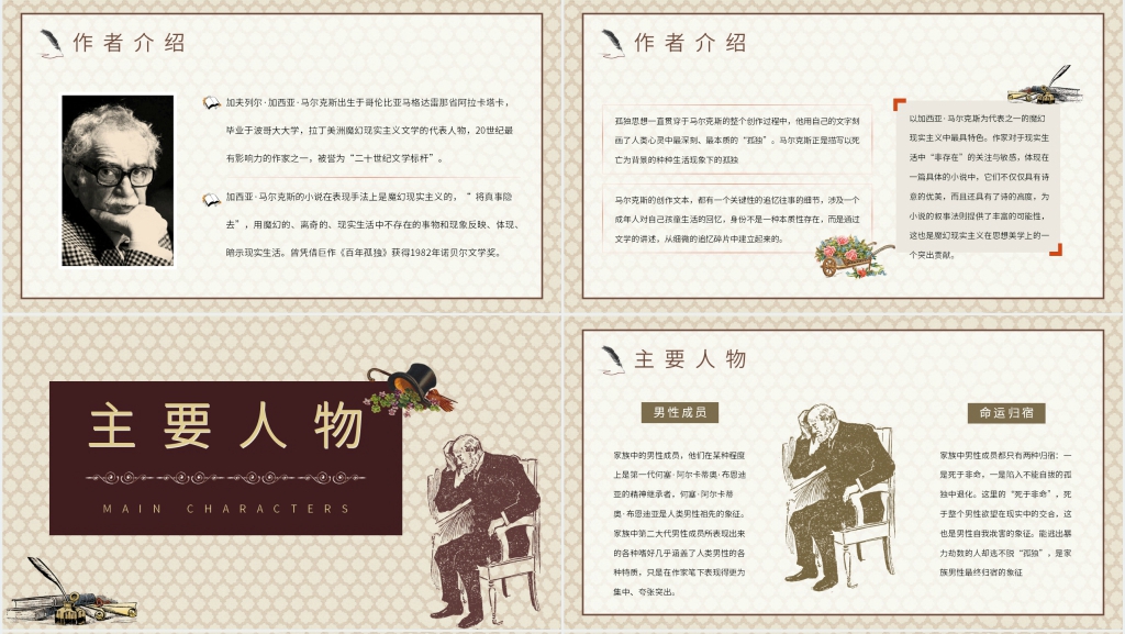 百年孤独读书报告PPT模板 百年孤独读书报告PPT模板