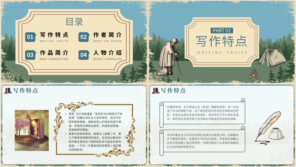 百年孤独读书笔记PPT模板 百年孤独读书笔记PPT模板