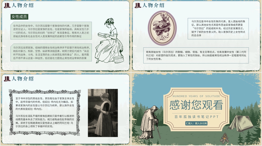百年孤独读书笔记PPT模板 百年孤独读书笔记PPT模板