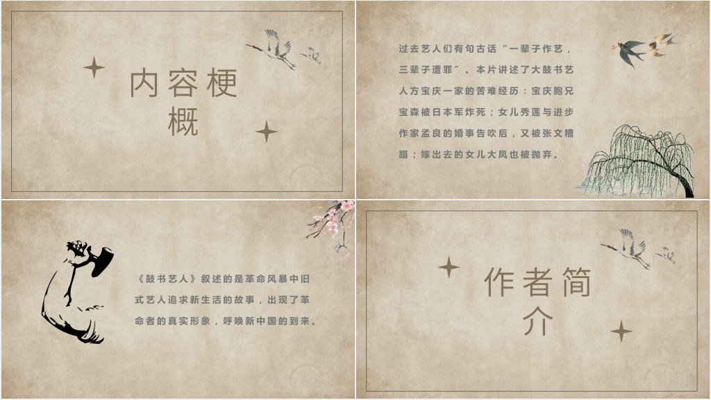 鼓书艺人读书笔记分享PPT模板 鼓书艺人读书笔记分享PPT模板