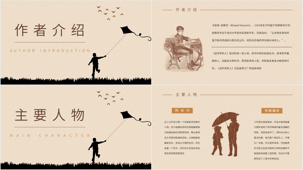追风筝的人读书感悟分享PPT模板 追风筝的人读书感悟分享PPT模板
