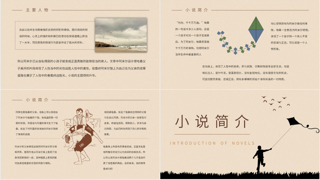 追风筝的人读书感悟分享PPT模板 追风筝的人读书感悟分享PPT模板