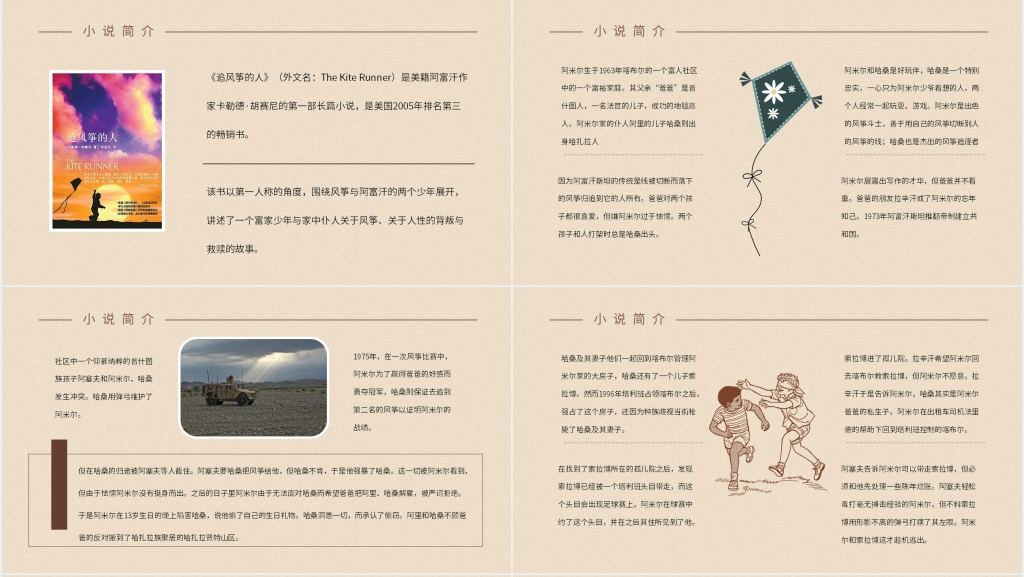 追风筝的人读书感悟分享PPT模板 追风筝的人读书感悟分享PPT模板