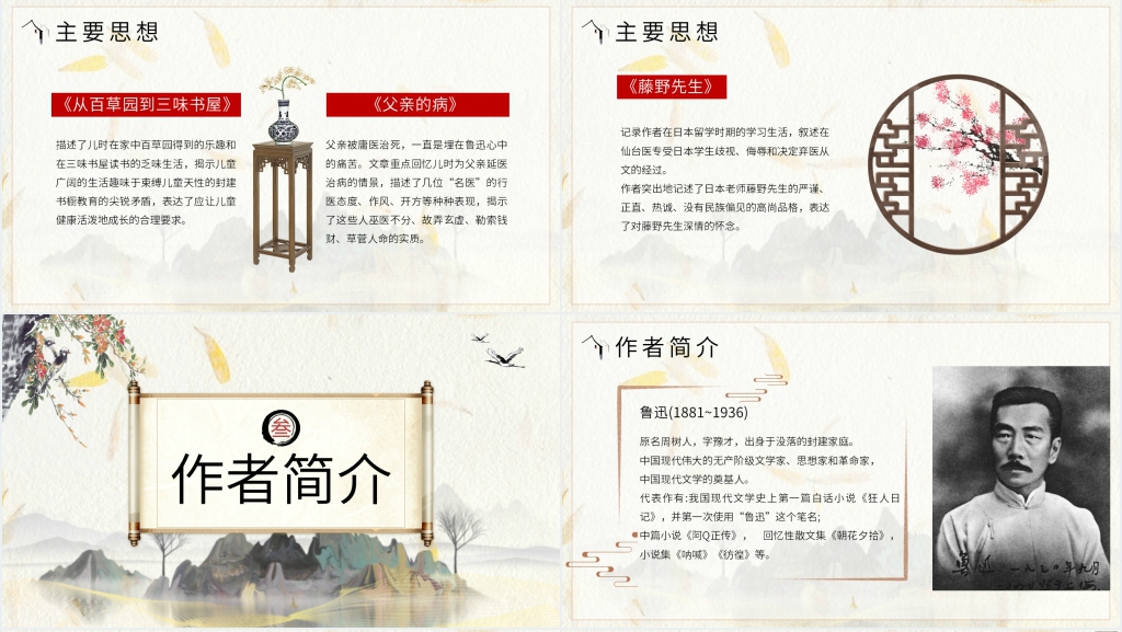 朝花夕拾读书推荐PPT模板 朝花夕拾读书推荐PPT模板